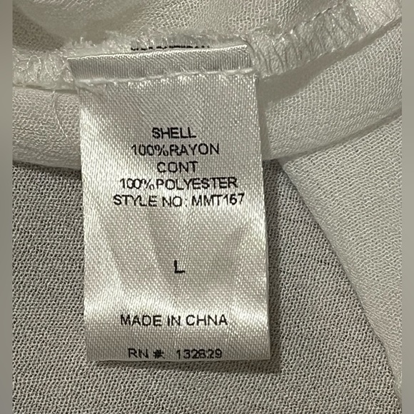 Miou Muse White Peasant Top Blouse Drawstring Neck L NEW - Picture 6 of 7